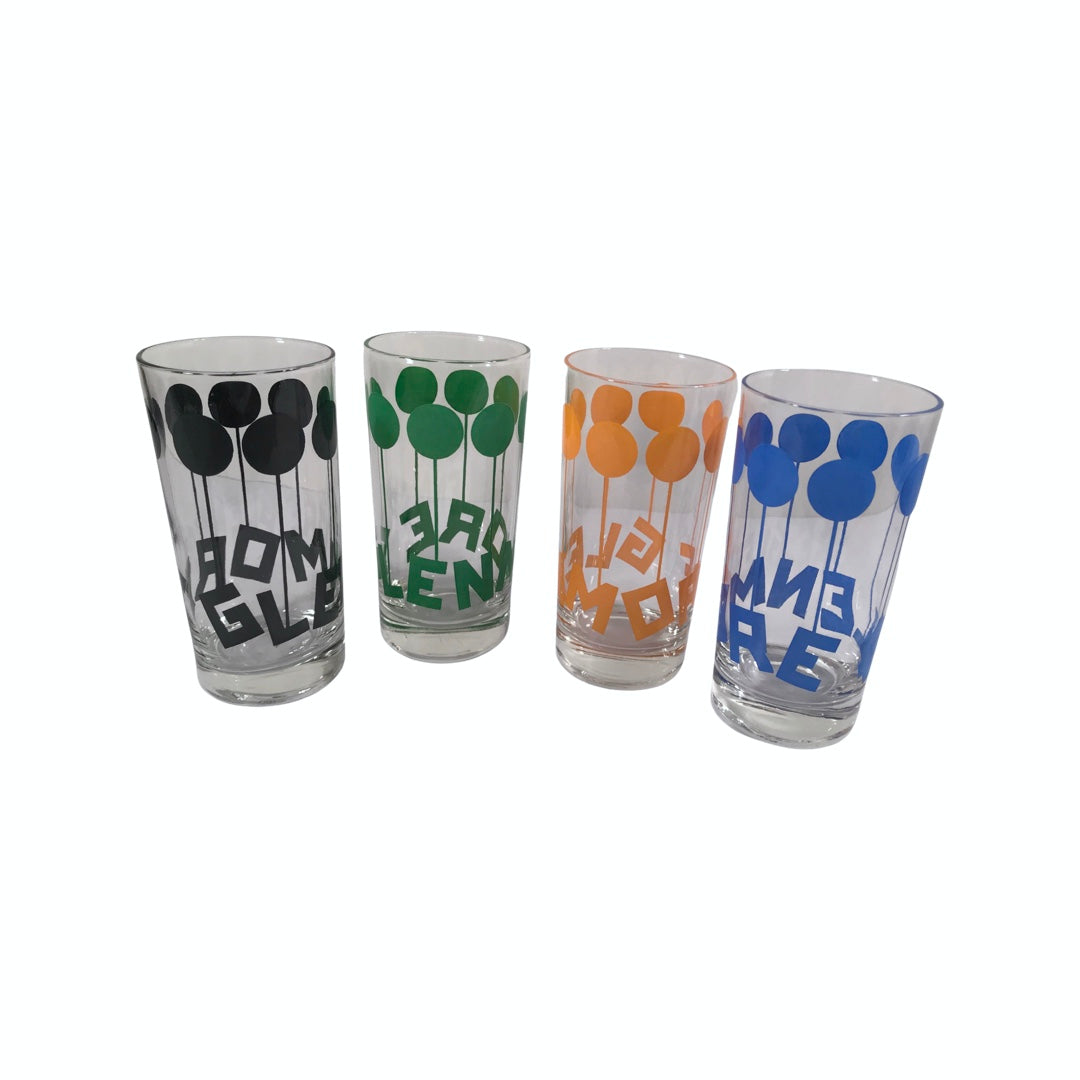 Glenmore Mid-Century Up Up and Away Balloon Glasses (Set of 4)