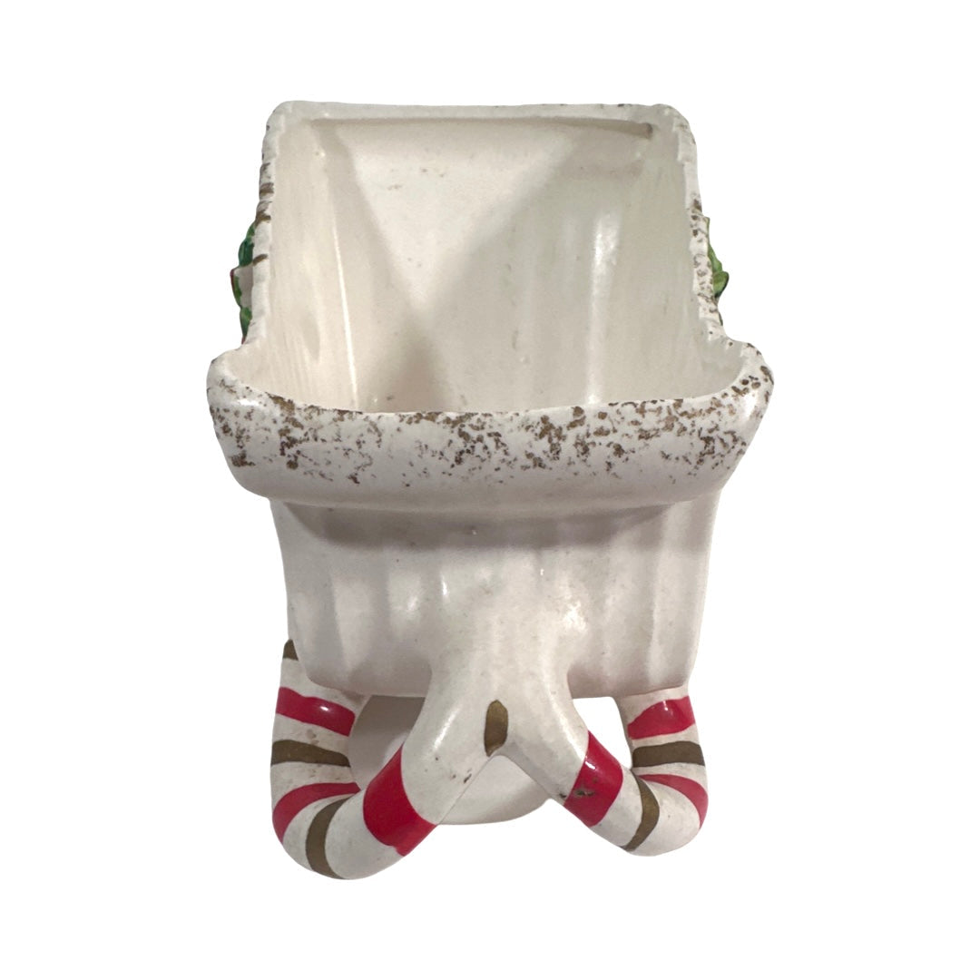 Napco Vintage Candy Cane Sled Planter