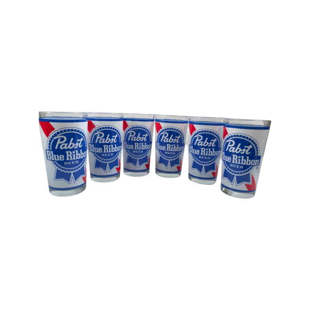 Pabst Blue Ribbon Beer Glasses (Set of 6)